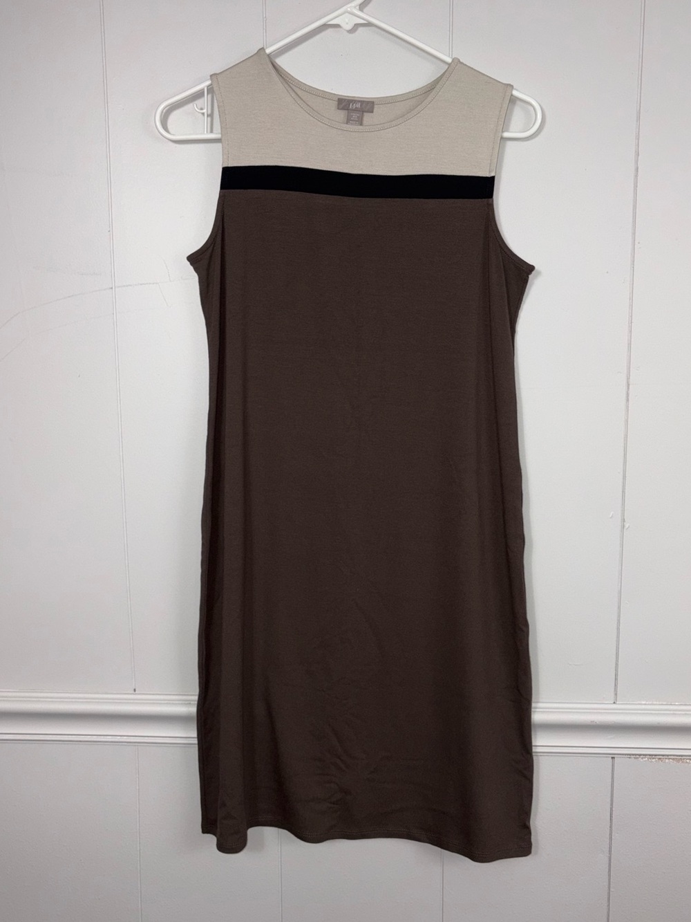 J. Jill Sleeveless Slip Stretch Knit Midi Dress XS Petite Colorblock Minimalist